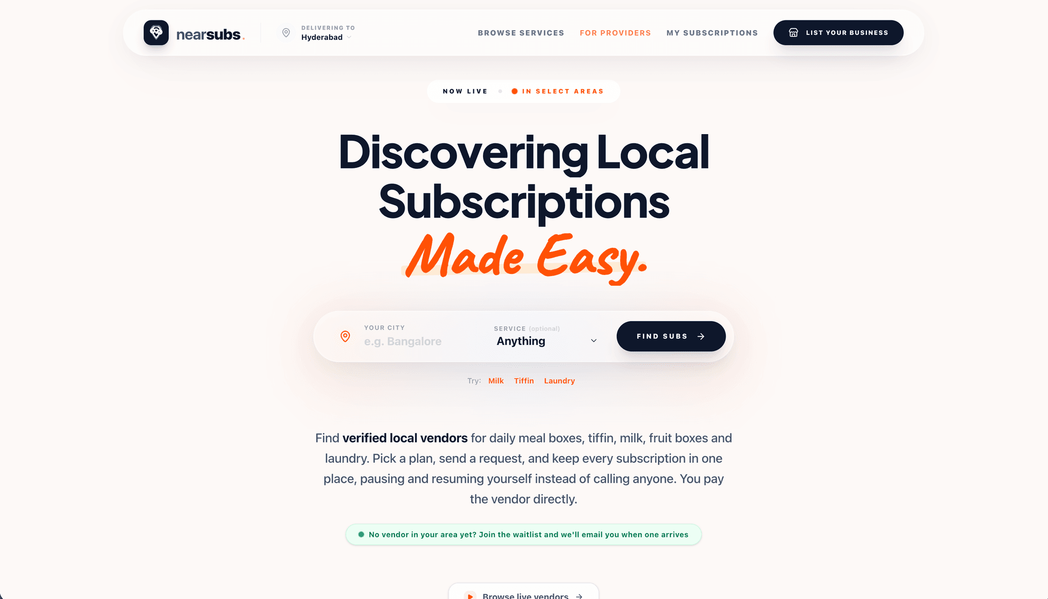 NearSubs — Local subscriptions, no app needed